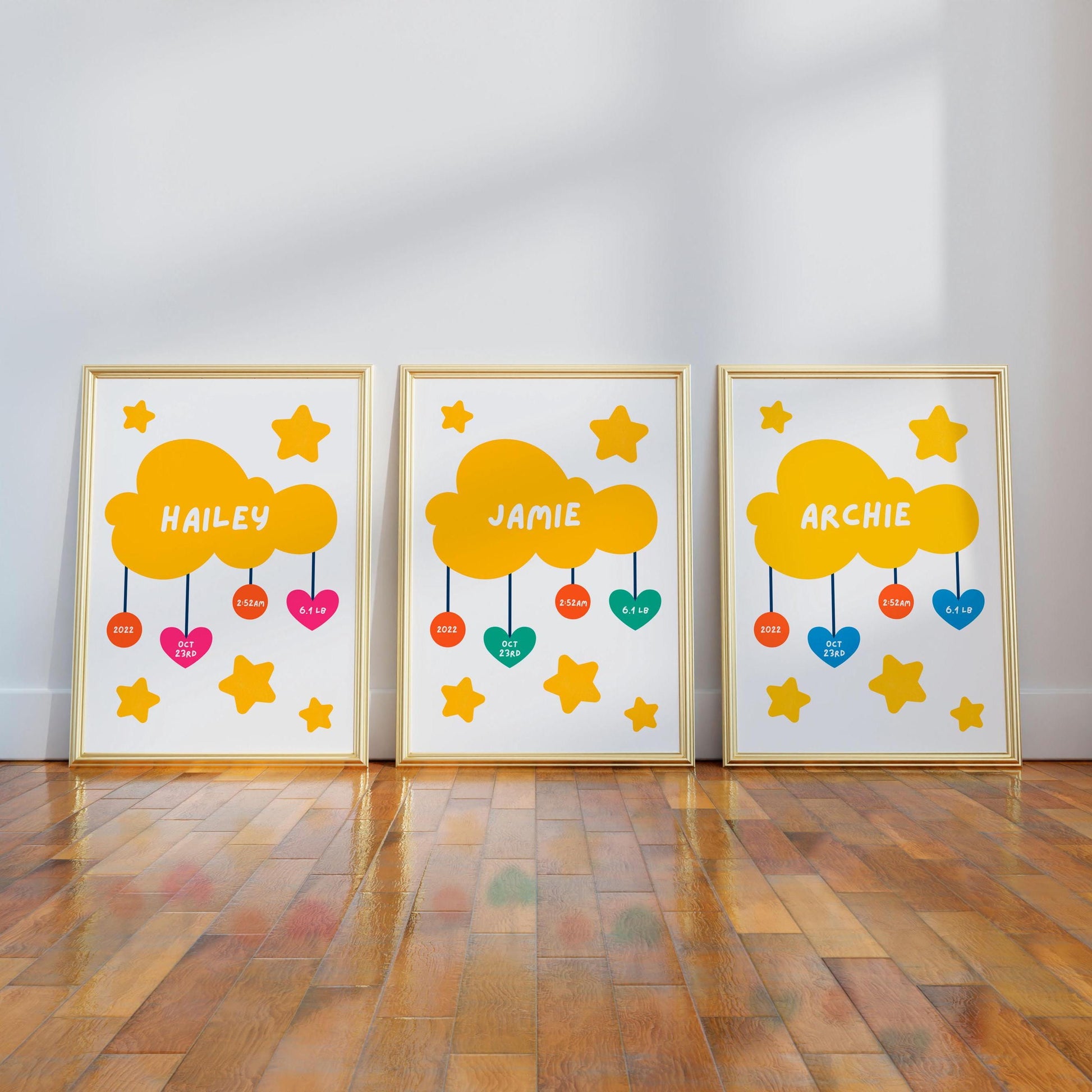 Personalised New Baby Wall Art Print, Perfect for New Baby Gift - PulpKo