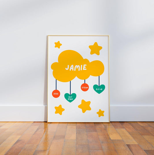 Personalised New Baby Wall Art Print, Perfect for New Baby Gift or Nursery Decor - PulpKo