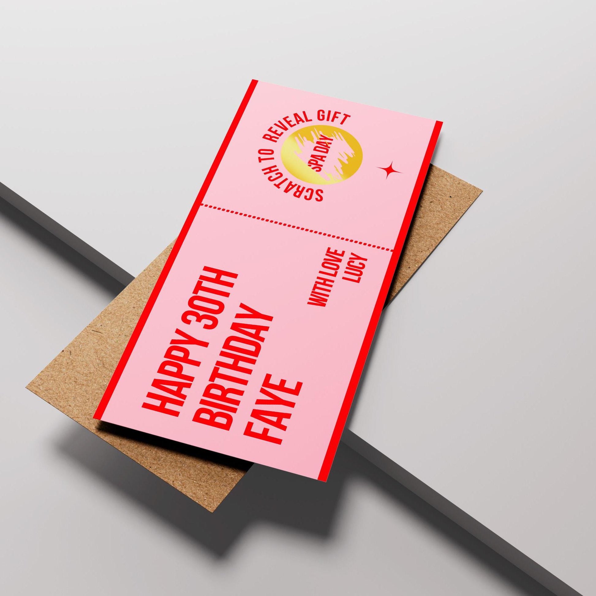 Personalised Scratch-Off Birthday Gift Voucher, Scratch to Reveal Gift - PulpKo