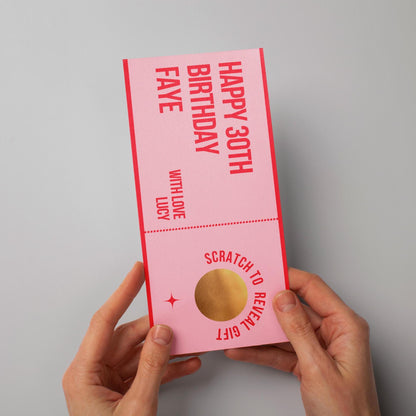 Personalised Scratch-Off Birthday Gift Voucher, Scratch to Reveal Gift - PulpKo