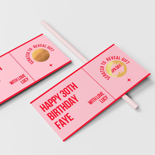 Personalised Scratch-Off Birthday Gift Voucher, Scratch to Reveal Gift - PulpKo