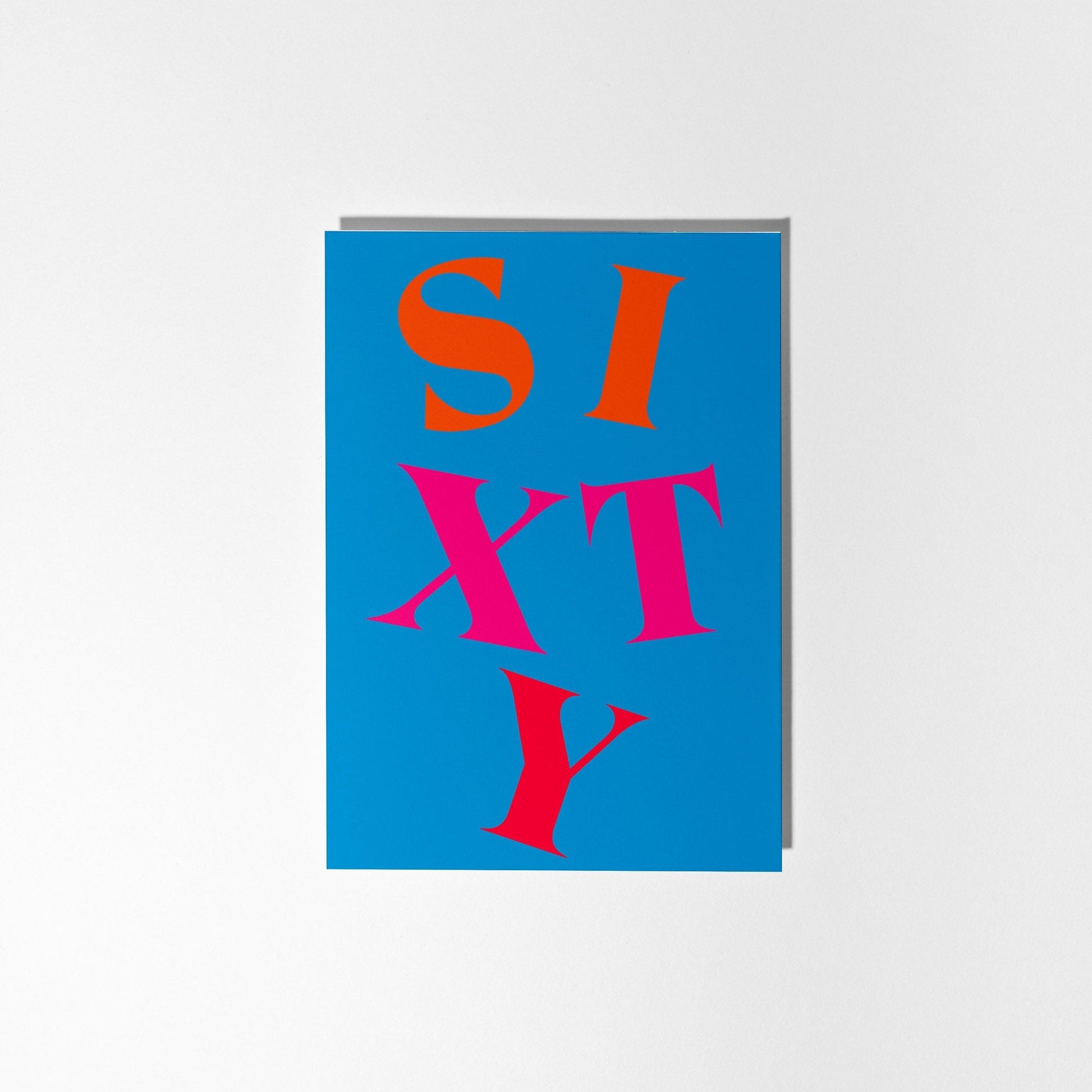 60th Birthday Card, Vibrant Typographic Birthday Card - PulpKo