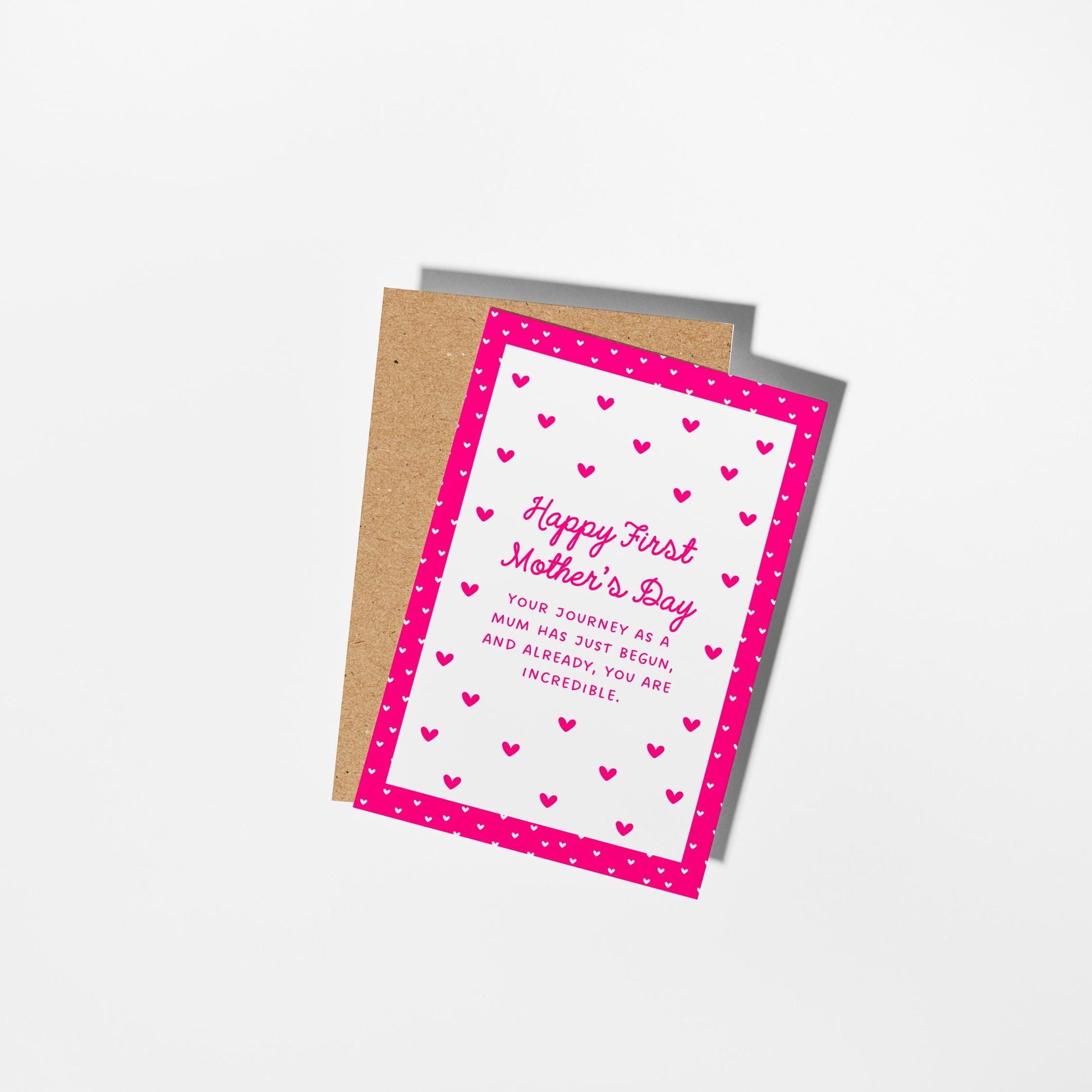 First Mother’s Day Card, New Mum Card, Happy 1st Mother’s Day, Cute Pink Mother’s Day Card for New Mum - PulpKo