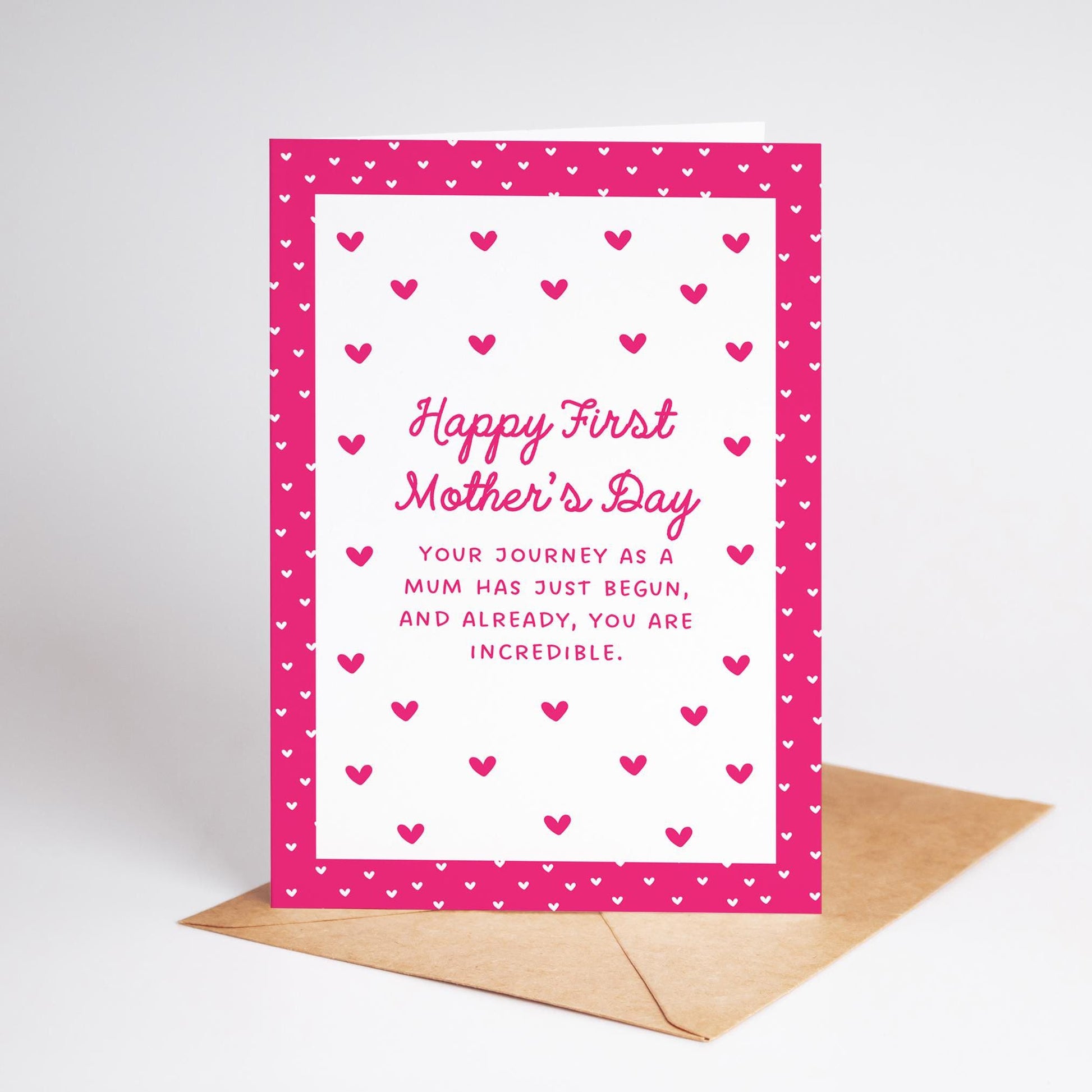 First Mother’s Day Card, New Mum Card, Happy 1st Mother’s Day, Cute Pink Mother’s Day Card for New Mum - PulpKo