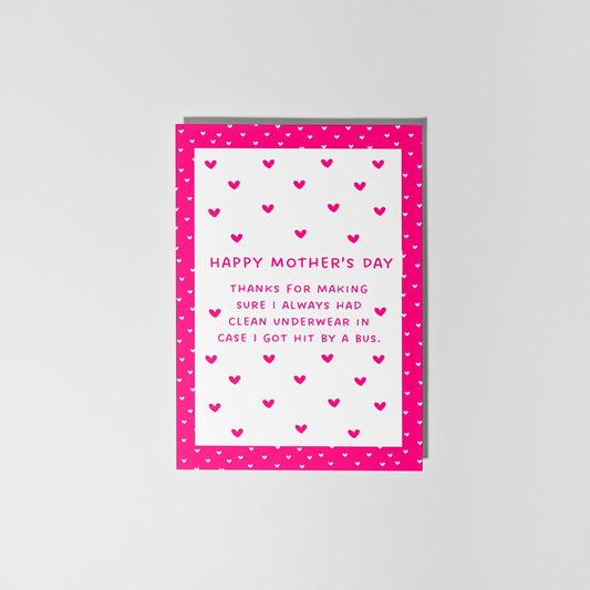 Funny Mother’s Day Card, Clean Underwear Warning, Cheeky Mum Gift, Nostalgic Mum Banter - PulpKo