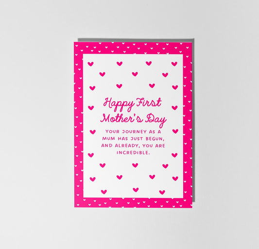 First Mother’s Day Card, New Mum Card, Happy 1st Mother’s Day, Cute Pink Mother’s Day Card for New Mum - PulpKo