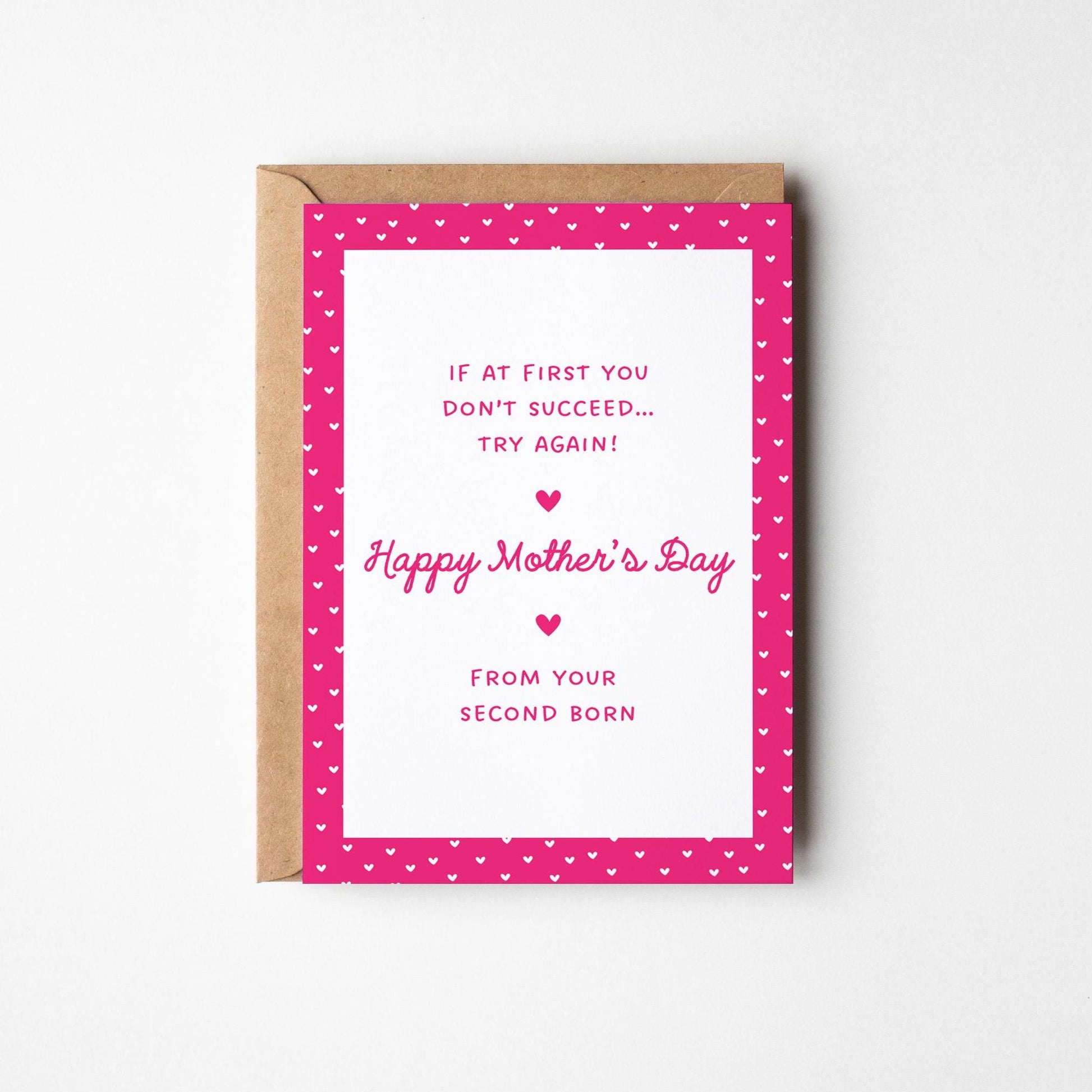 Second Born Mum Card, Funny Mother’s Day Card - PulpKo