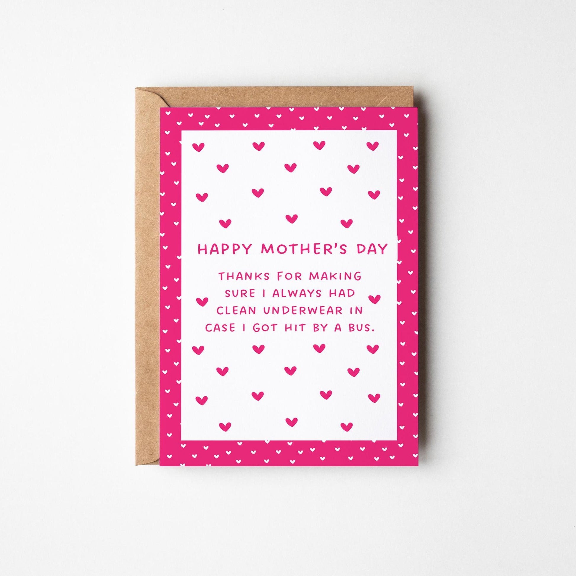 Funny Mother’s Day Card, Clean Underwear Warning, Cheeky Mum Gift, Nostalgic Mum Banter - PulpKo
