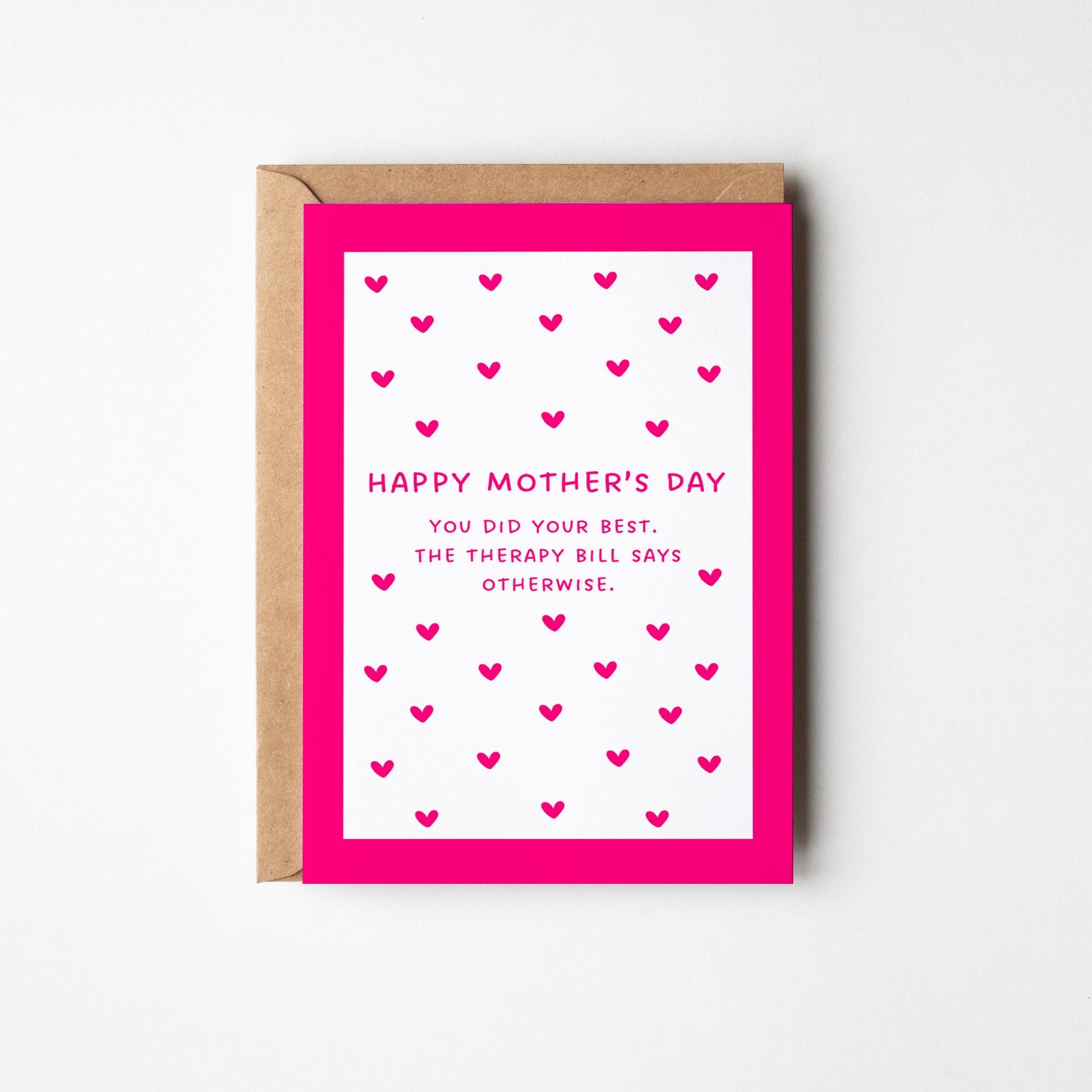 Funny Therapy Mother’s Day Card - Sarcastic Mum - Therapy Bill Joke - Cheeky Mum Banter - PulpKo