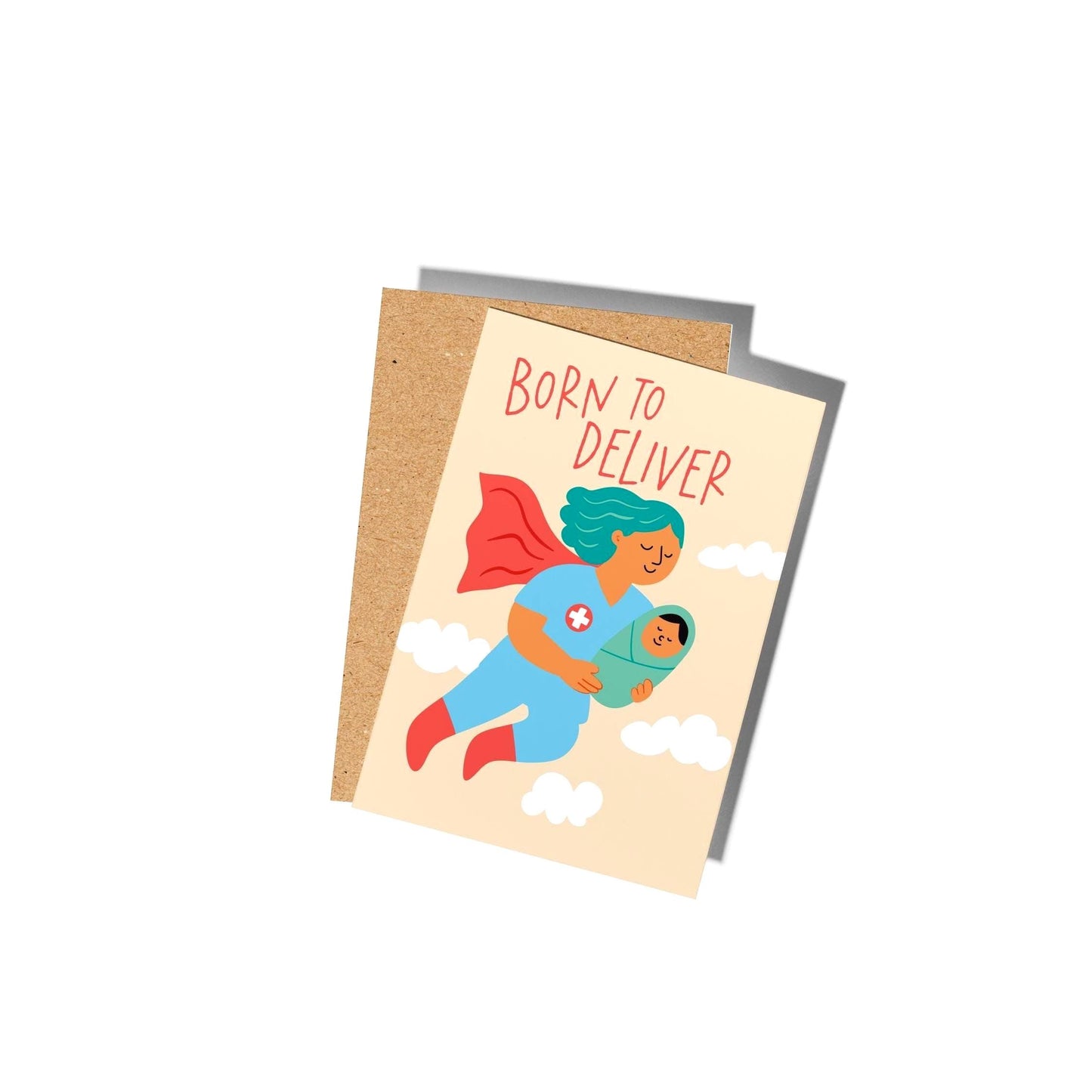 Midwife Born to Deliver, Nurse Thank You Card, Appreciation Card for Labor and Delivery Nurse - PulpKo