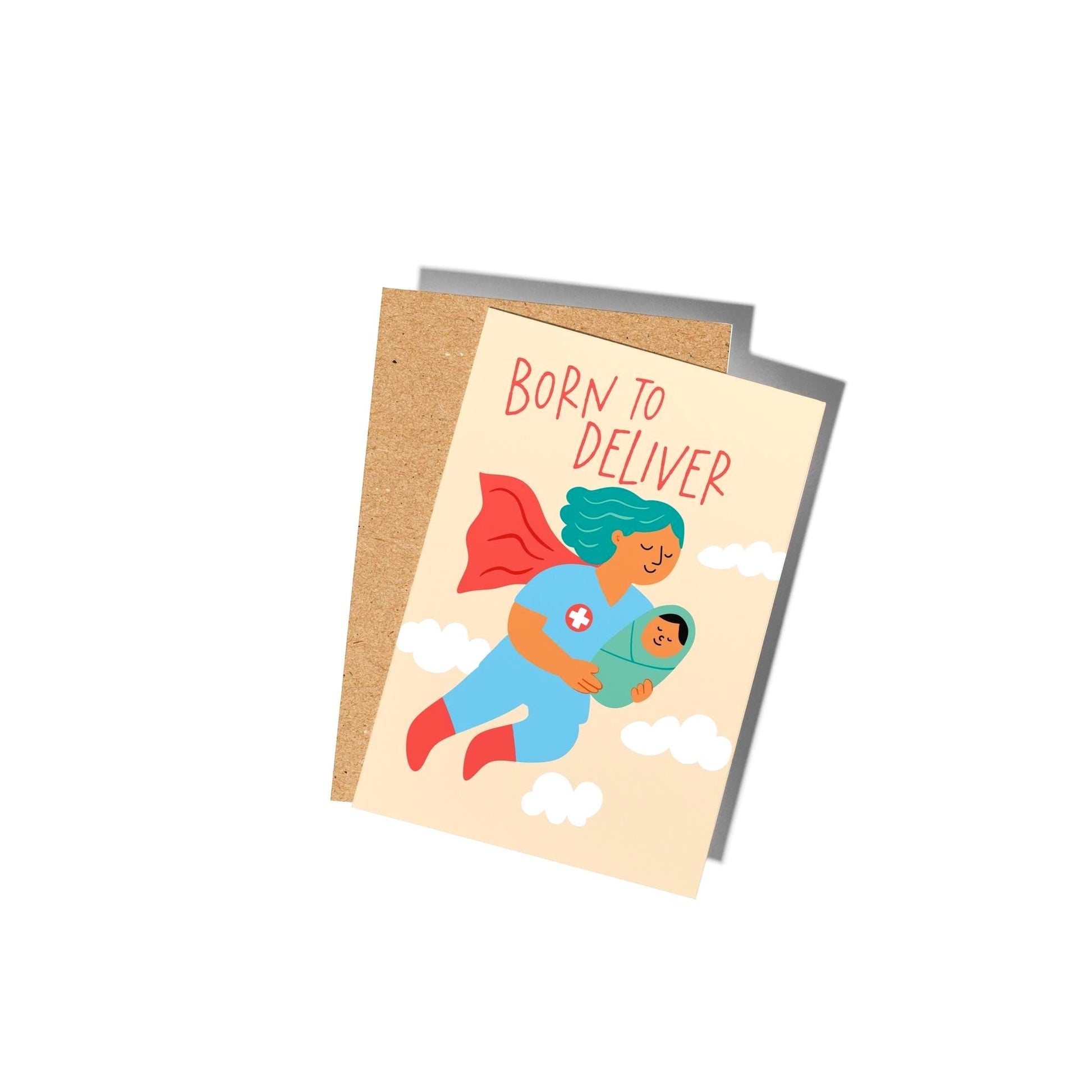 Midwife Born to Deliver, Nurse Thank You Card, Appreciation Card for Labor and Delivery Nurse - PulpKo
