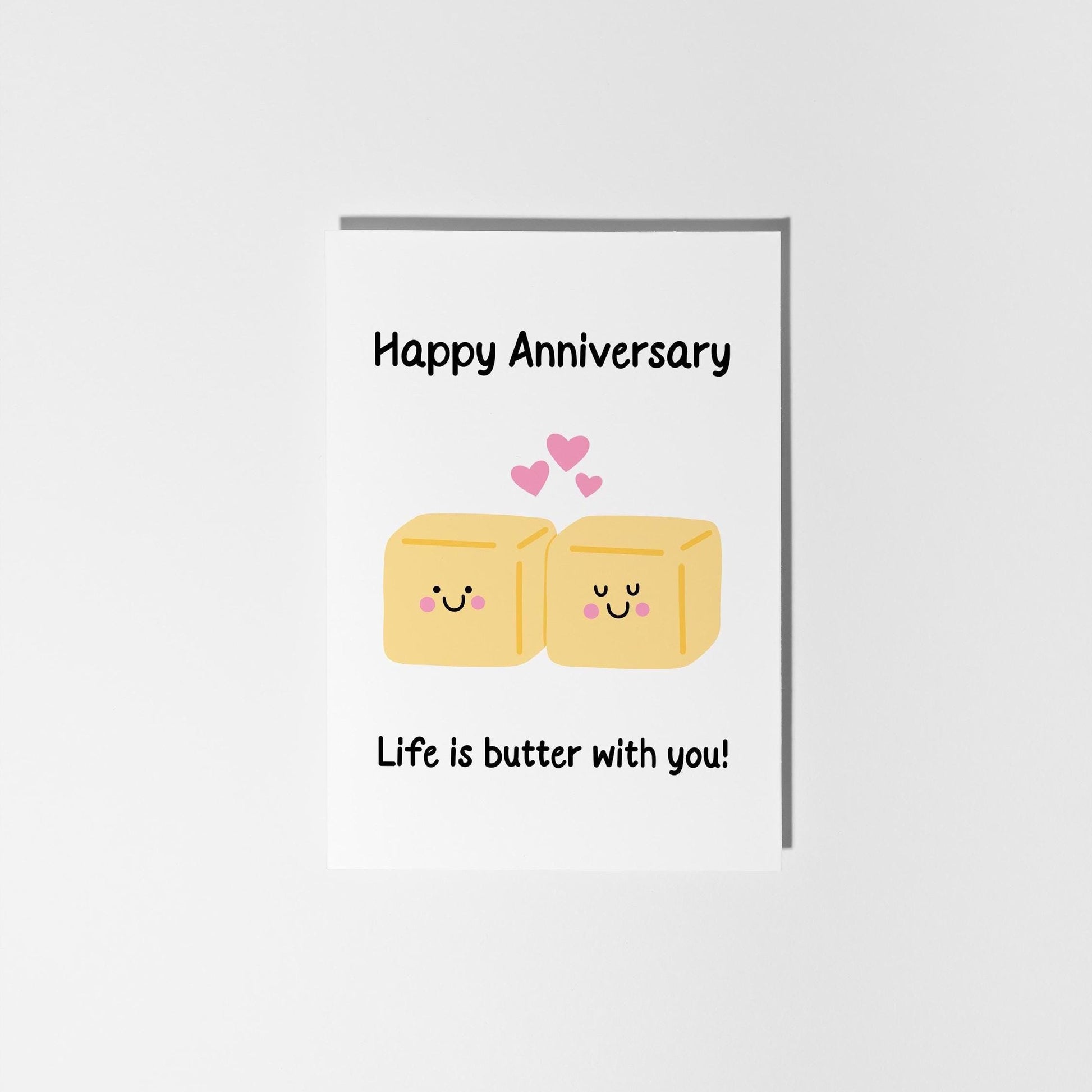Life is Butter With You – Funny Anniversary Card, Cute Food Pun, for Partner or Spouse - PulpKo