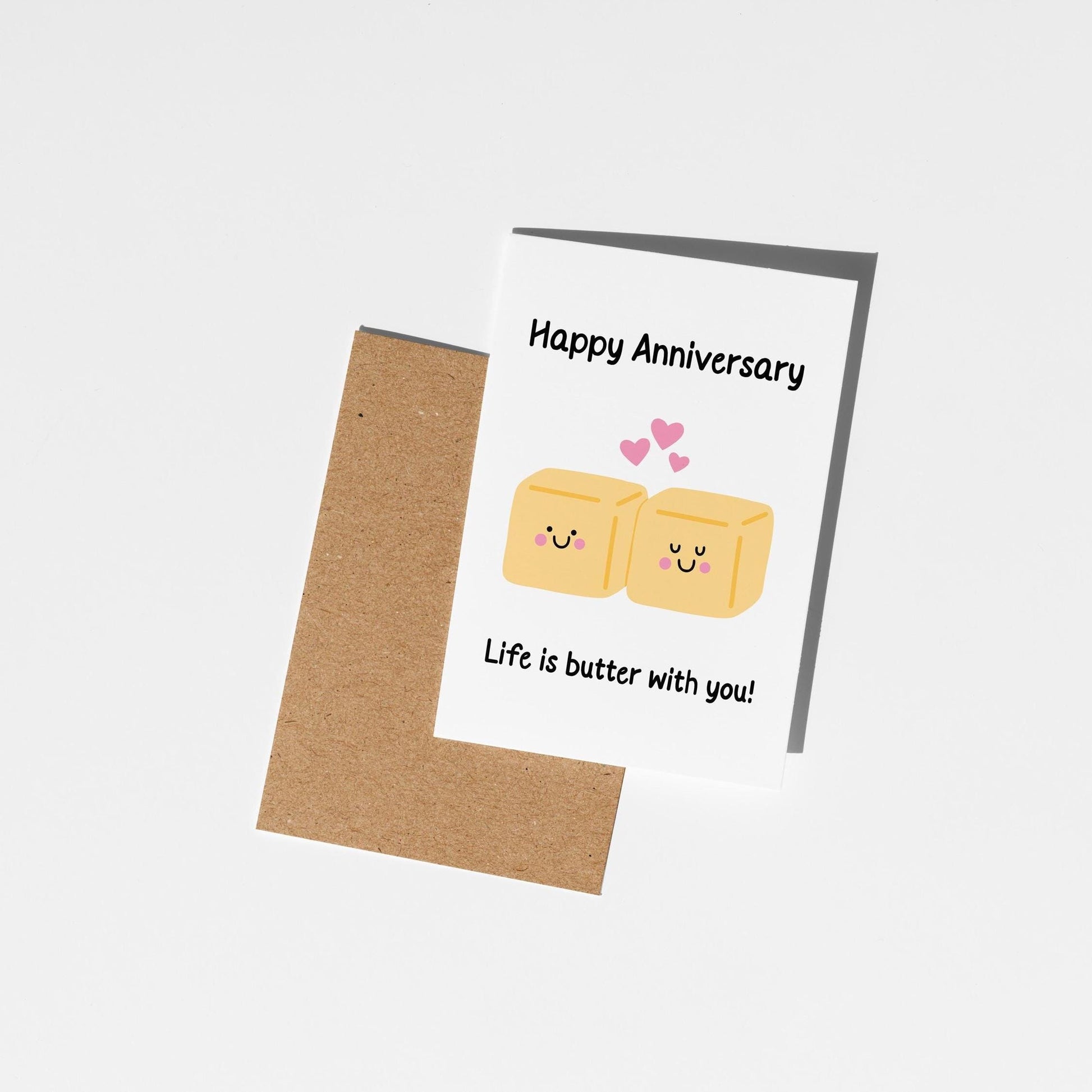 Life is Butter With You – Funny Anniversary Card, Cute Food Pun, for Partner or Spouse - PulpKo