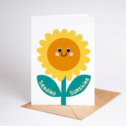 Sending Sunshine Greeting Card – Cheerful Thinking of You, Get Well Soon, Positive Vibes - PulpKo