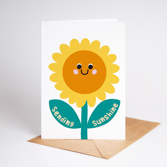 Sending Sunshine Greeting Card – Cheerful Thinking of You, Get Well Soon, Positive Vibes - PulpKo