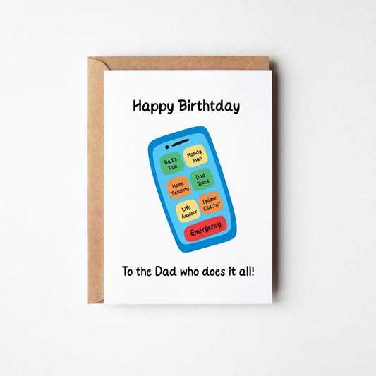 Dad Birthday Card, For the Dad Who Does It All, Happy Birthday Dad - PulpKo