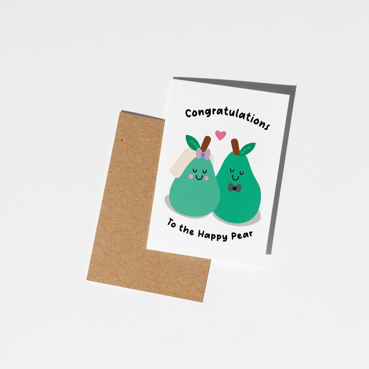 Cute Wedding Pear Card, Wedding Congratulations Card, To the Happy Pear, Quirky Wedding Card for Couples - PulpKo