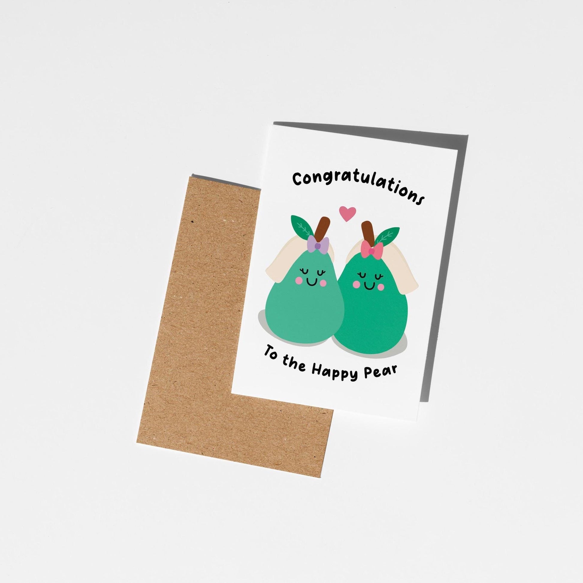 Mrs and Mrs Wedding Card, Lesbian Wedding Card, Funny Cute Wedding Pear Card, Quirky Wedding Card for Gay Couples - PulpKo