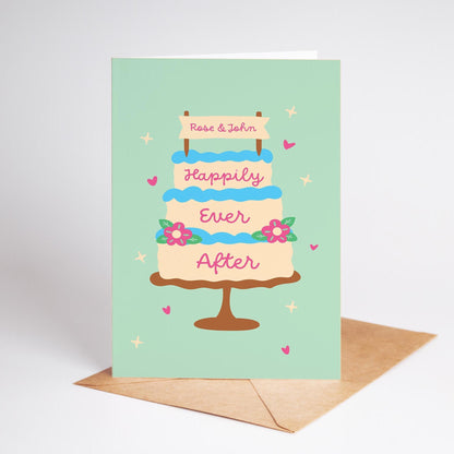 Personalised Happily Ever After Wedding Card, Personalized Wedding Day Card, Congrats Wedding Card, Congratulations Card - PulpKo