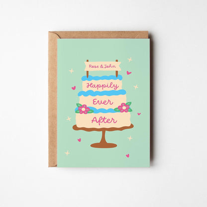 Personalised Happily Ever After Wedding Card, Personalized Wedding Day Card, Congrats Wedding Card, Congratulations Card - PulpKo