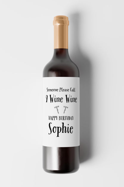 Personalised 9 Wine Wine Bottle Label, Custom Birthday Label for Wine Bottle - PulpKo