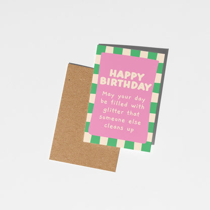 Best Friend Birthday Card, Funny Glitter Birthday Card, Bold Pink & Green Happy Birthday Card for Her, Bestie, Friend, Sister - PulpKo