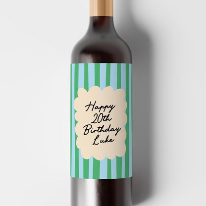 Personalised Happy Birthday Wine Label Gift, Any Age Personalized Bottle Sticker - PulpKo