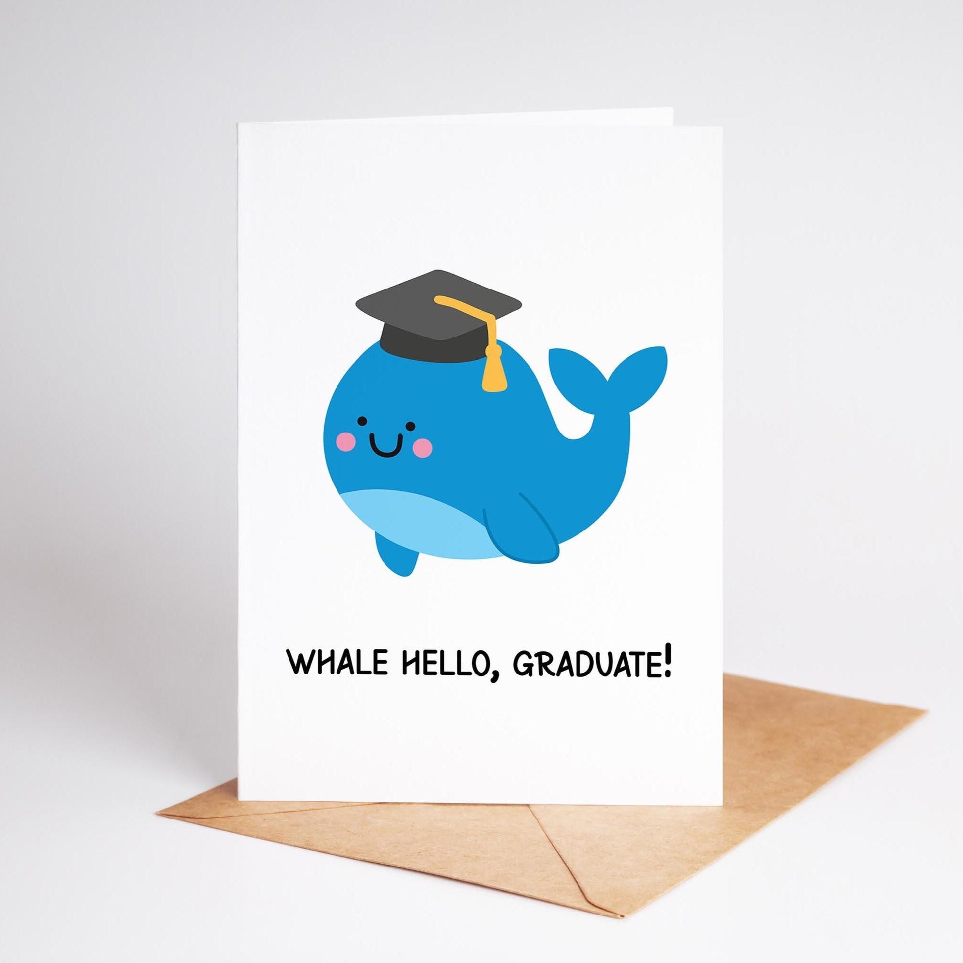 Whale Graduation Card – Funny Grad Gift – Cute Pun Whale Design for Students - PulpKo