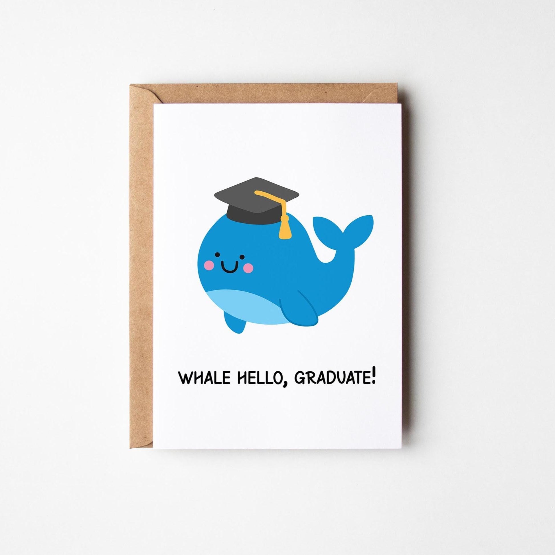 Whale Graduation Card – Funny Grad Gift – Cute Pun Whale Design for Students - PulpKo