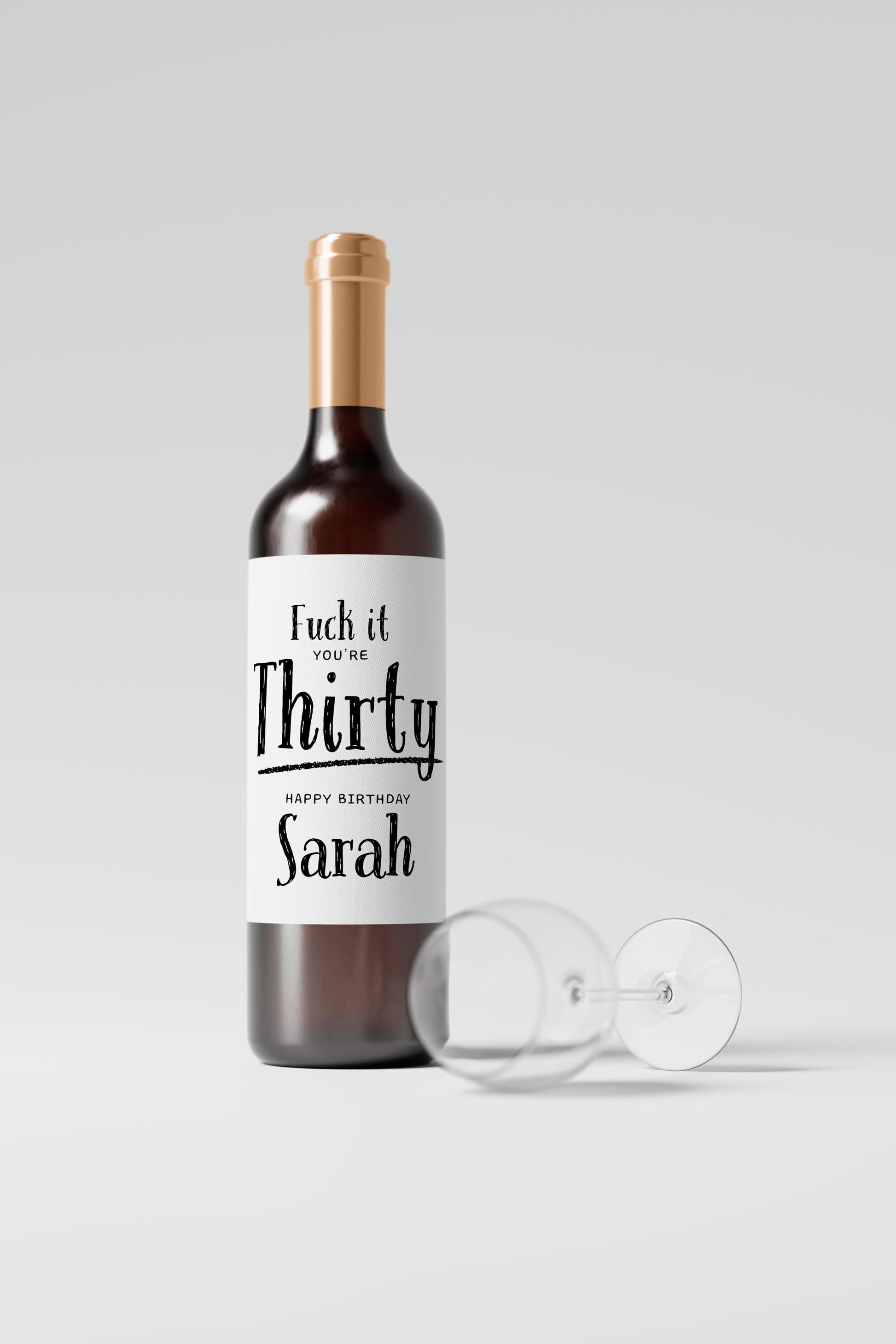 Personalised Fuck It You’re Thirty Wine Label, Funny Birthday Gift for Her, Personalised Wine Sticker for 30th - PulpKo