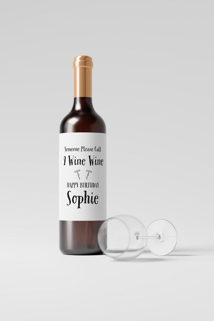 Personalised 9 Wine Wine Bottle Label, Custom Birthday Label for Wine Bottle - PulpKo