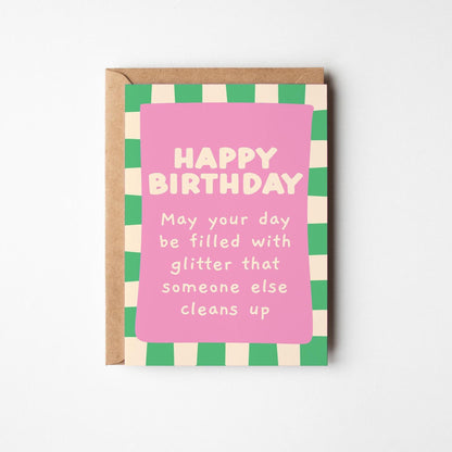 Best Friend Birthday Card, Funny Glitter Birthday Card, Bold Pink & Green Happy Birthday Card for Her, Bestie, Friend, Sister - PulpKo