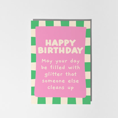 Best Friend Birthday Card, Funny Glitter Birthday Card, Bold Pink & Green Happy Birthday Card for Her, Bestie, Friend, Sister - PulpKo