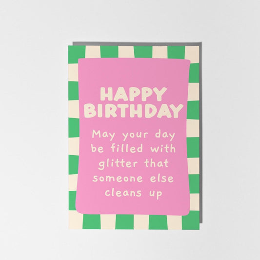 Best Friend Birthday Card, Funny Glitter Birthday Card, Bold Pink & Green Happy Birthday Card for Her, Bestie, Friend, Sister - PulpKo