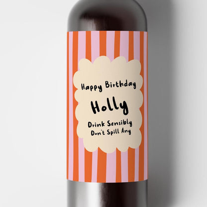 Funny Personalised Birthday Wine Label, Personalised Drink Sensibly Sticker, Custom Gift for Her or Him - PulpKo