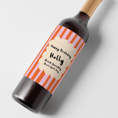 Funny Personalised Birthday Wine Label, Personalised Drink Sensibly Sticker, Custom Gift for Her or Him - PulpKo