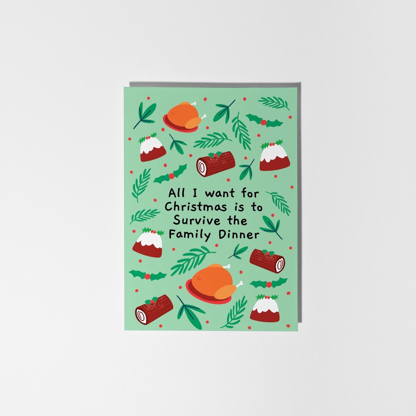 Funny Christmas Card: Family Dinner Survival - PulpKo