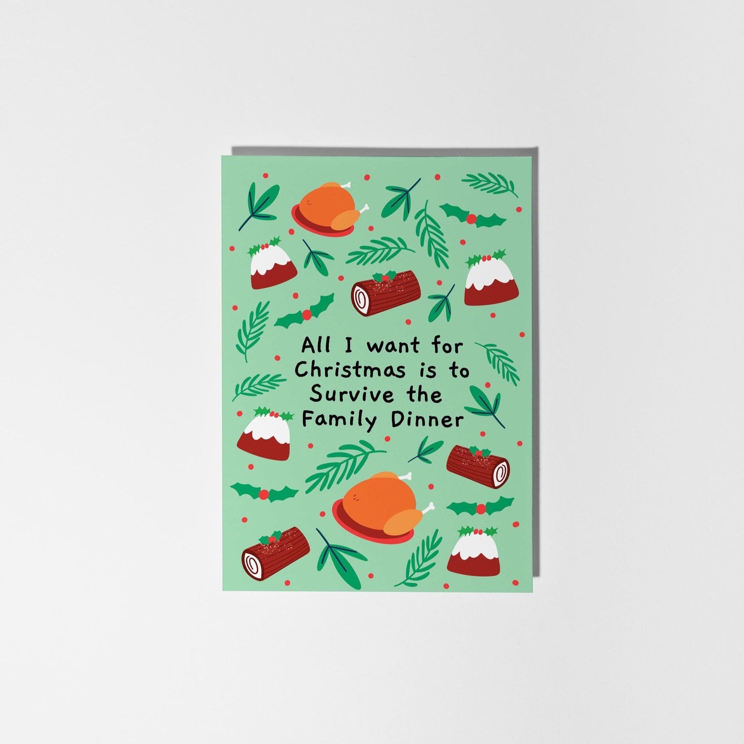 Funny Christmas Card: Family Dinner Survival - PulpKo