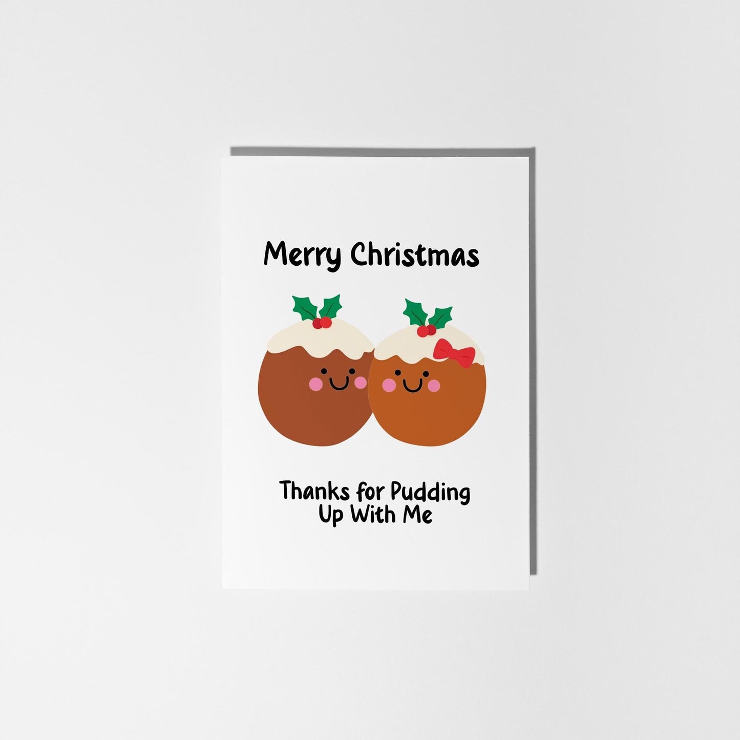 Thanks for Pudding Up With Me, Funny Christmas Card for Couple - PulpKo