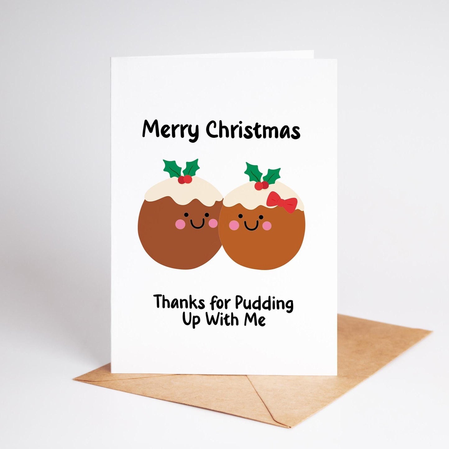 Thanks for Pudding Up With Me, Funny Christmas Card for Couple - PulpKo