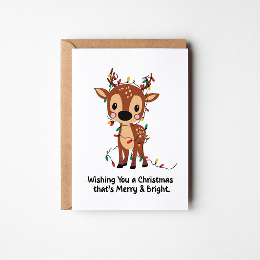 Merry & Bright Reindeer Christmas Card - PulpKo