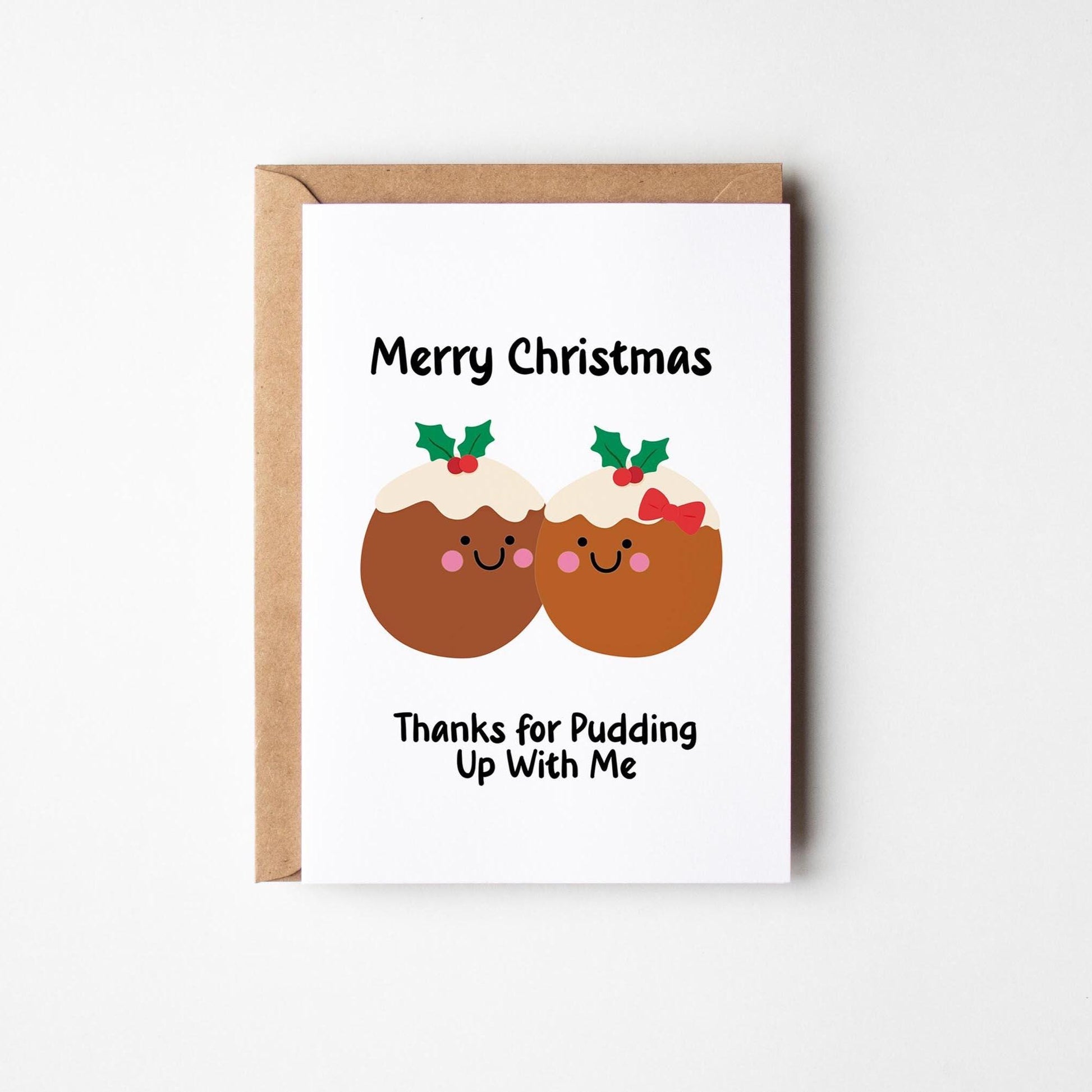 Thanks for Pudding Up With Me, Funny Christmas Card for Couple - PulpKo