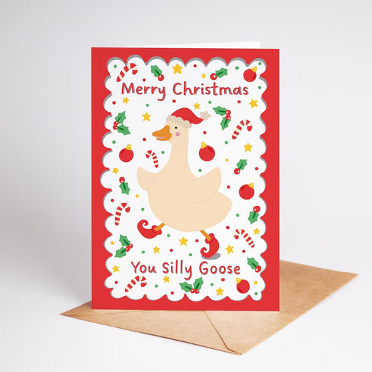 Merry Christmas You Silly Goose Christmas Card - PulpKo