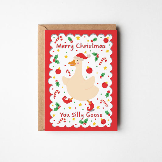Merry Christmas You Silly Goose Christmas Card - PulpKo