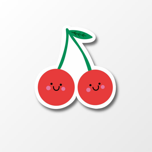 Cute Cerry Sticker; Kawaii Fruit Vinyl Sticker - PulpKo