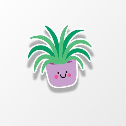 Purple Plant Pot Sticker; Smiling Plant Vinyl Sticker - PulpKo