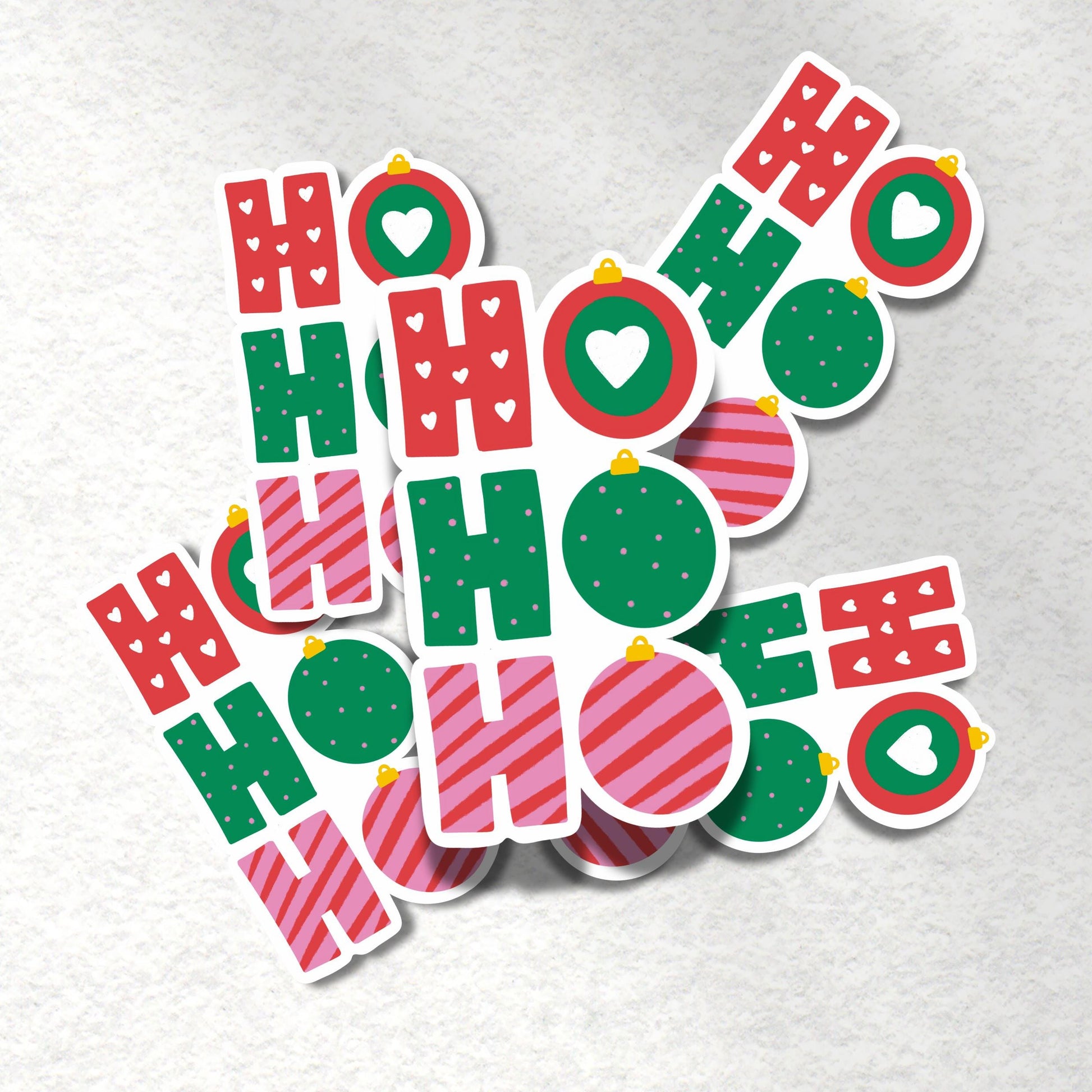 Ho Ho Ho Sticker; Christmas Bauble Vinyl Sticker - PulpKo