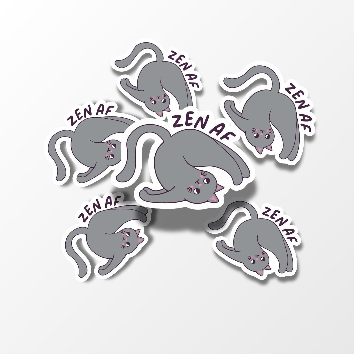 Zen AF Cat Sticker, Funny Yoga Cat Vinyl Sticker - PulpKo
