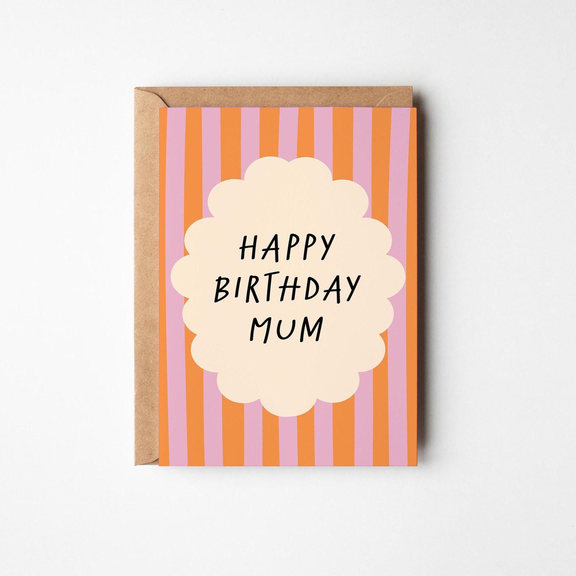 Happy Birthday Mum Card, Colourful Striped Greeting Card for He - PulpKo