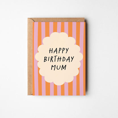 Happy Birthday Mum Card, Colourful Striped Greeting Card for He - PulpKo
